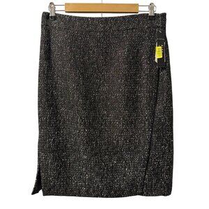Alex Marie Black & White Tweed Pencil Skirt With Side Slit Womens Size 10 NWT